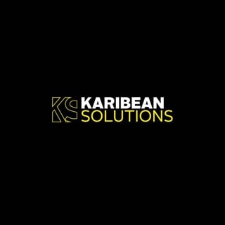Karibean Solutions logo with gold and white text on black background